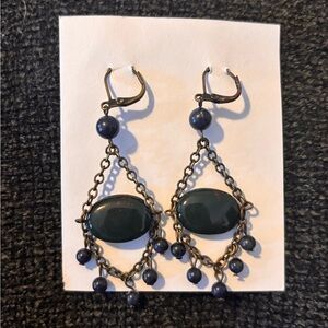 Elegant Navy and Brass Earrings